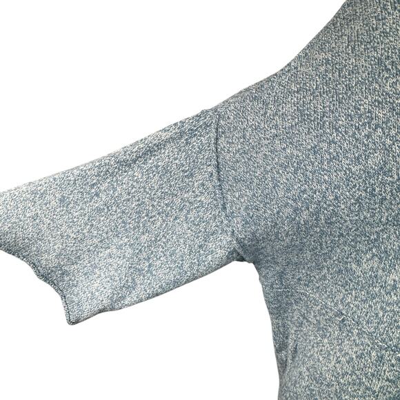 Kimono PureJill Large Sweater Cowl Neck Marled 3/4 Drop Sleeves Drawstring Blue - Picture 4 of 11